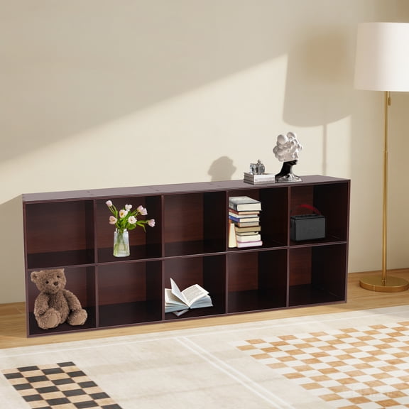 Floor Solid Pine Wood Bookshelf With Compartments Floor-standing Cube Bookcase