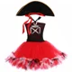 thumbnail image 2 of Disfraz de pirata para niños, fiesta de Halloween, carnaval, vestidos de tul, negro, rojo, para niñas pequeñas, vestido de tutú de capitán pirata elegante con sombrero, 2 of 5