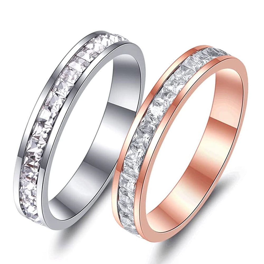 2pcsset Couple Wedding Promise Engagement Rose Gold Ring Set Size 6 7 8 9 10 