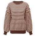 thumbnail image 5 of Sweater for Women Stripe Open Back Contrast Color Loose Long Sleeve Tops Fall Winter Knit Blouse Daily Wear, 5 of 6