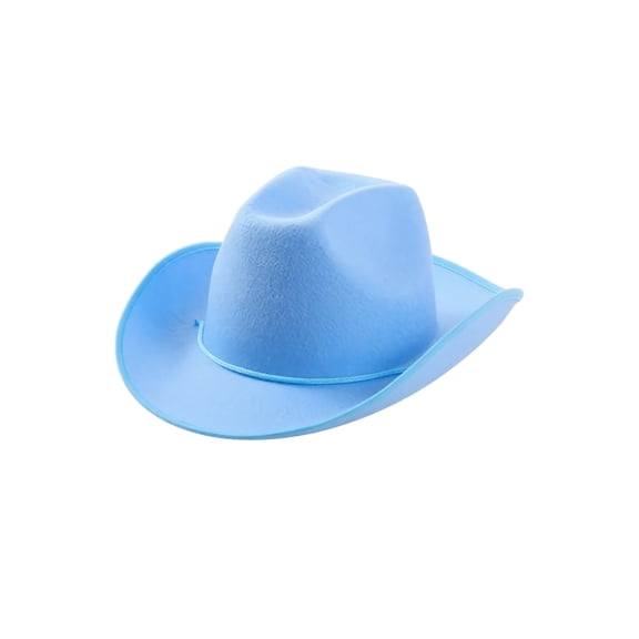 Voska Plain Felt Cowboy & Cowgirl Hat for Men and Women | Western Studded Cowboy Hat in Adult Sizes Light Blue One Size