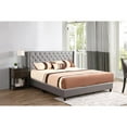 thumbnail image 2 of Passion Furniture Julie Light Grey Tufted Upholstered Low Profile King Panel Bed, 2 of 7