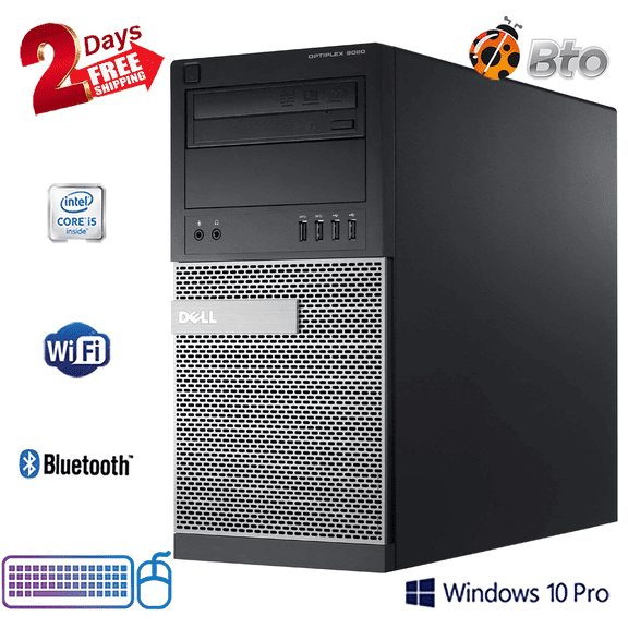 Restored Dell 9020 Desktop Tower Computer PC Intel Core i54th Gen Processor. 16GB Ram 500GB HDD 16GB Flash Drive Bto KB & Mouse Wifi Adapter Bluetooth Windows 10 Pro (Refurbished)