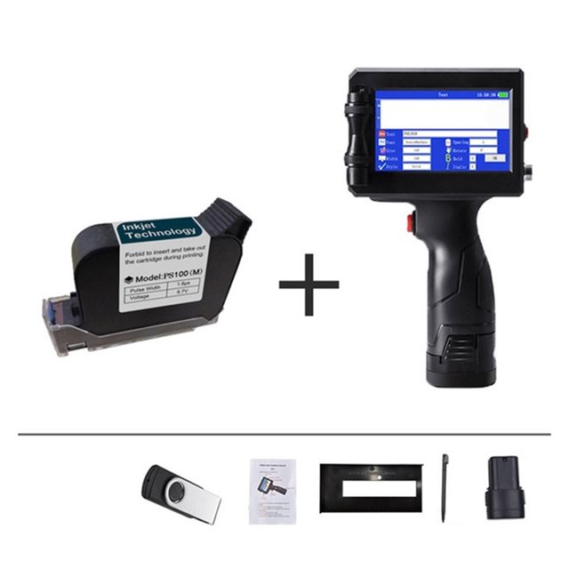 Printer Jet, 12.7mm Label Printer , QR Strip Batch Code Number Logo Handheld Inkjet Printer, 25 Languages Portable ,Fast Printing