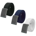 thumbnail image 1 of Boy's School Uniform 3 pack Distressed Silver Flip Top Military Canvas Web Belts Small Black, Navy, White, 1 of 2