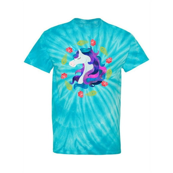 Unicorn With Flower Circle Tie Dye Cyclone Men -SPIdeals Designs, Male XX-Large