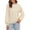 Beige, variant on Women's Casual Crewneck Lantern Sleeve Sweaters Flutter Shoulder Chunky Knit Pullover Sweater Tops