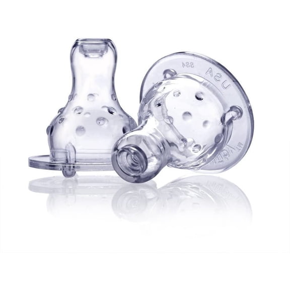 Nuby 6 Pack No Spill Nuby Nipples, 0-6 Months, Clear Pack of 2