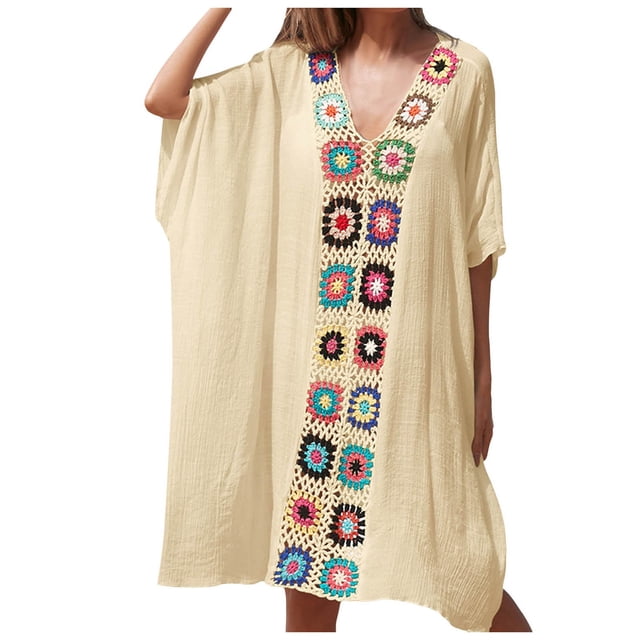 SHIXIAOO Paréo pour Femmes pour Plage Piscine Maillot de Bain Blouse Contrastée Dégradée Robe Crochetée de Plage Pantalon Transparent Paréo Maillot de Bain Filles pour Adolescentes Paréo Kimono pour Femmes