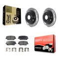 thumbnail image 1 of Transit Auto Rear Coated Drilled Slotted Disc Brake Rotors and Semi-Metallic Pads Kit for Car Hyundai Genesis KDF-100902, 1 of 11