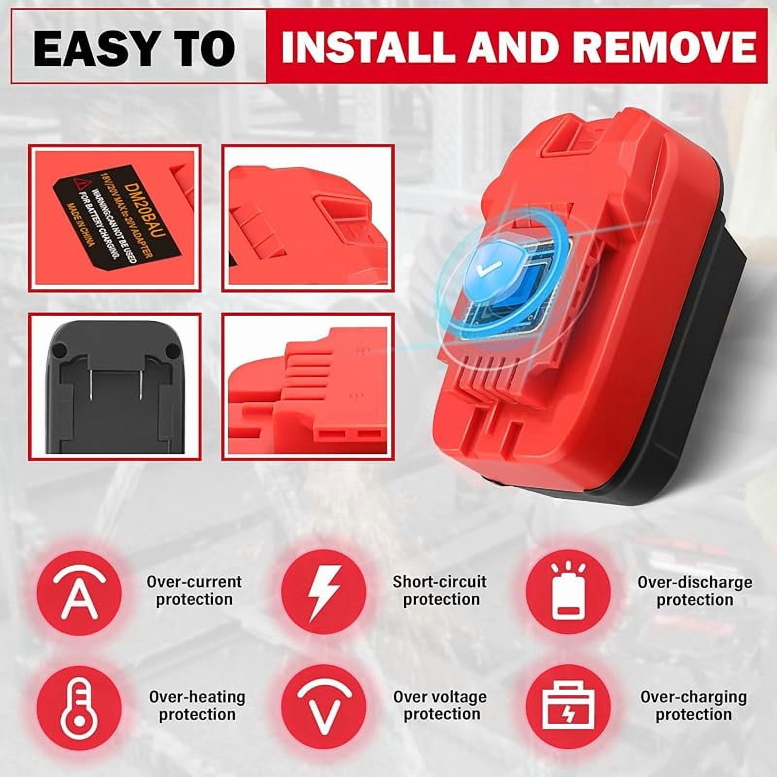 for Dewalt & for Milwaukee to for Bauer Battery Adapter, Fit for Dewalt 18v-20v & for Milwaukee 18v M18 Lithium Batteries, Work for Bauer Series 20V MAX Cordless Tool