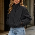 thumbnail image 2 of TEAJOPSUU Women's Cropped Zip Up Jacket Stand Collar Long Sleeve Outerwear Jackets with Pockets for Casual Streetwear Black, 2 of 7