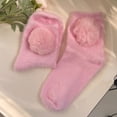 thumbnail image 5 of Women Solid Color Furry Ankle Socks Japanese JK Girl Sweet Large Plush Winter Fuzzy Plush Middle Tube Socks, 5 of 9