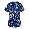 thumbnail image 5 of BDPORKAS Scrub Tops Women Working Tops Stretch Short Sleeve V Neck Scrubs Elegant Print Comfortable Fit Tee with Pocket, 5 of 6