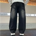 thumbnail image 5 of NAFUU Boys Wide Leg Jeans Casual Denim Pants Elastic Waist Straight Leg Jeans Loose Fit Denim Pants Vintage Denim Trousers Streetwear Versatile Pants 4-5 Years, 5 of 8