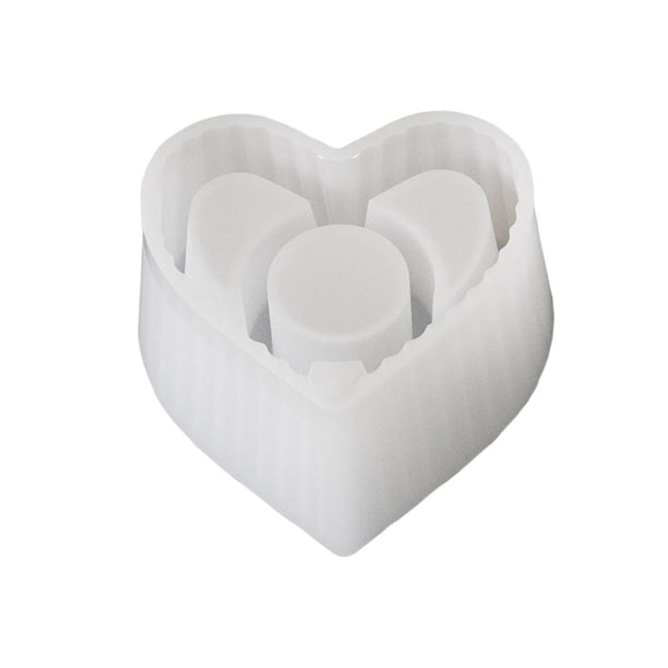 Portavelas circular con forma de corazón a rayas y estrella de cinco puntas, base de silicona para velas perfumadas DIY