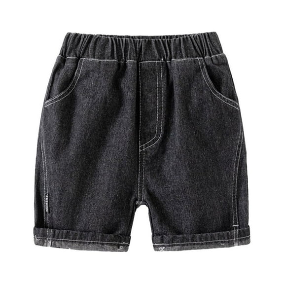MXIEZI 1-8 Years old Baby Boys Denim Shorts Toddler Cotton with Pockets Jeans Shorts Summer Elastic Waist Five Pants for Kids