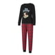 thumbnail image 3 of Pijamas familiares navideños a juego: camiseta de manga larga con estampado de alces y pantalón a cuadros., 3 of 10