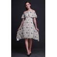 thumbnail image 2 of Bimba Watercolor Print Flutter Sleeve Womenâ€™s Party Tunic Cold Shoulder Midi Dress-Large, 2 of 6