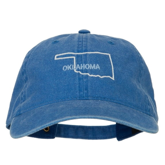 Oklahoma with Map Outline Embroidered Washed Cotton Twill Cap - Royal OSFM