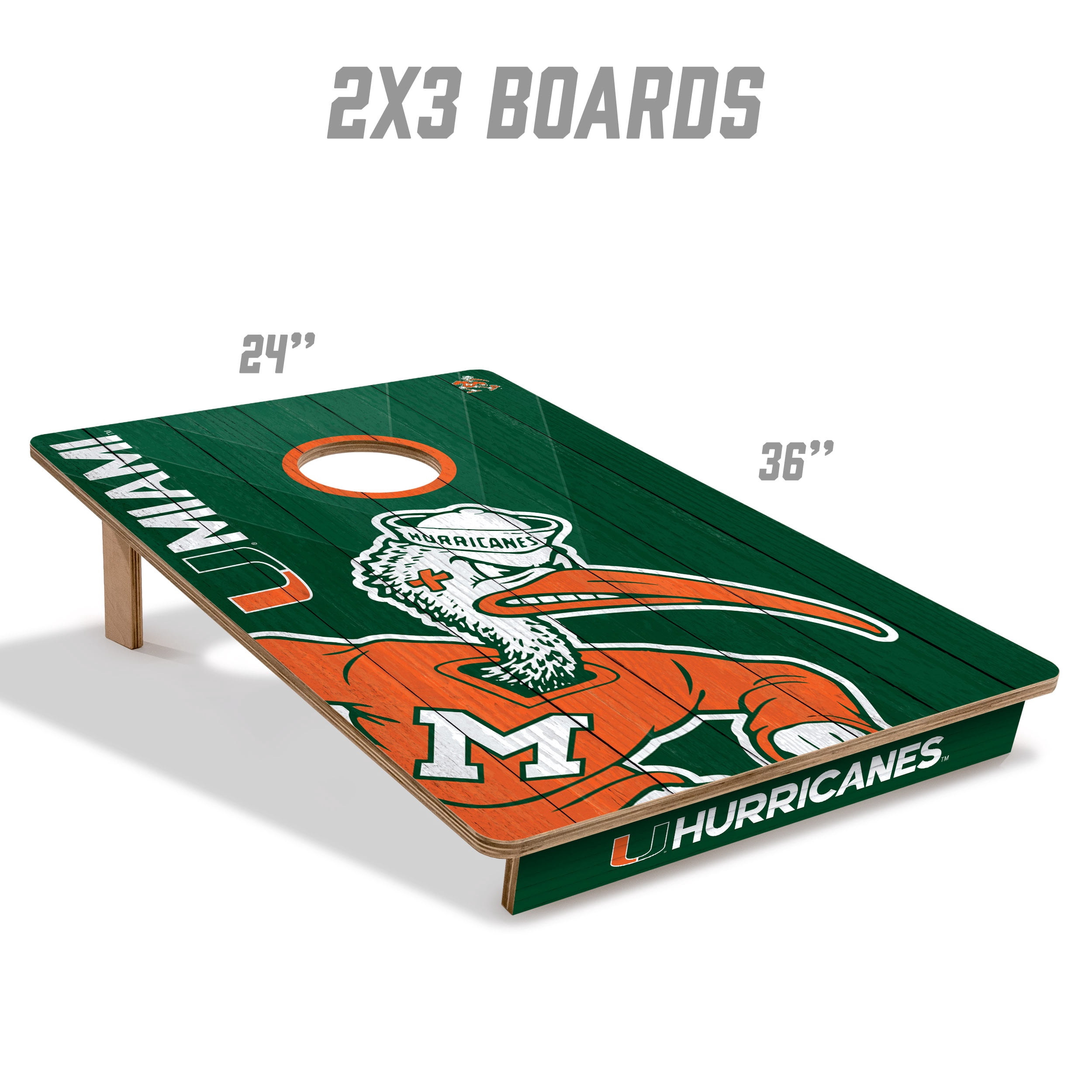 YouTheFan NCAA Miami Hurricanes 2' x 3' Cornhole Game