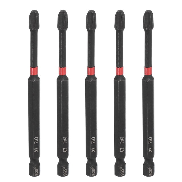 5pcs #3 Punta de Destornillador Phillips PH3 Vástago Hexagonal 1/4" 4" (100mm) Magnética Acero S2 para Controladores de Potencia