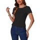 thumbnail image 1 of INSPIRAR CHIC Blusa de punto acanalado de manga corta y cuello redondo para mujer M Negro, 1 of 5