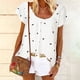 thumbnail image 3 of Camiseta informal para mujer, blusa estampada de manga corta con cuello redondo, Tops Fridja  zx795, 3 of 7