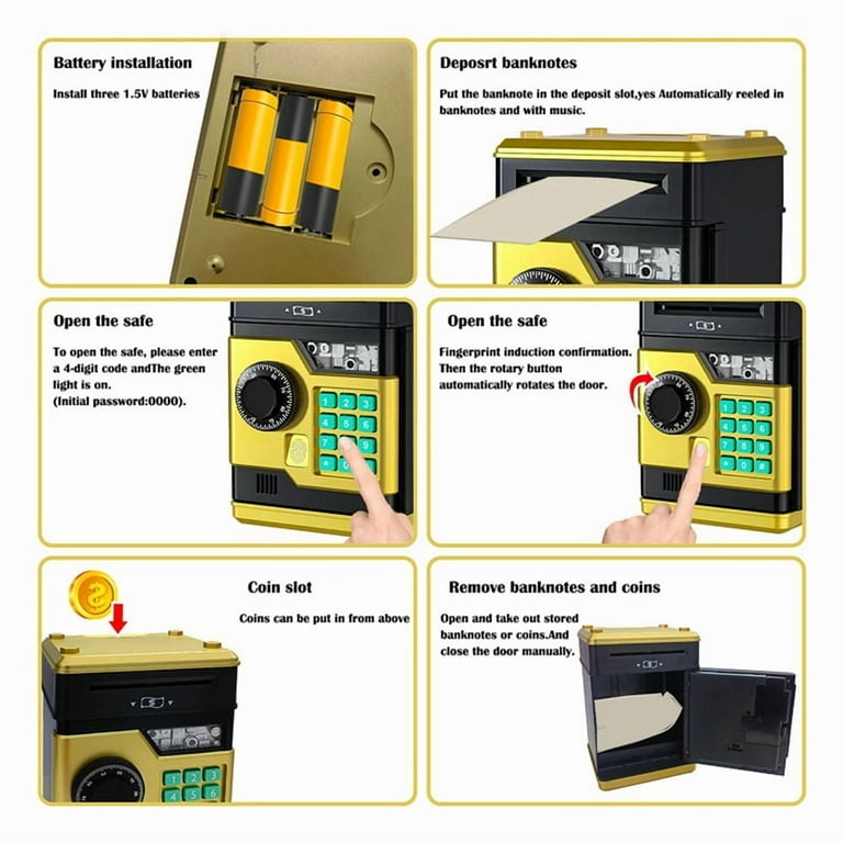 Electronic Piggy Bank ATM Password Money Box Safe Smart