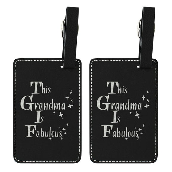 ThisWear Gifts for Grandma This Grandma Is Fabulous Travel Accessories for Women 2-pack Laser Engraved Leatherette Luggage Tags Black