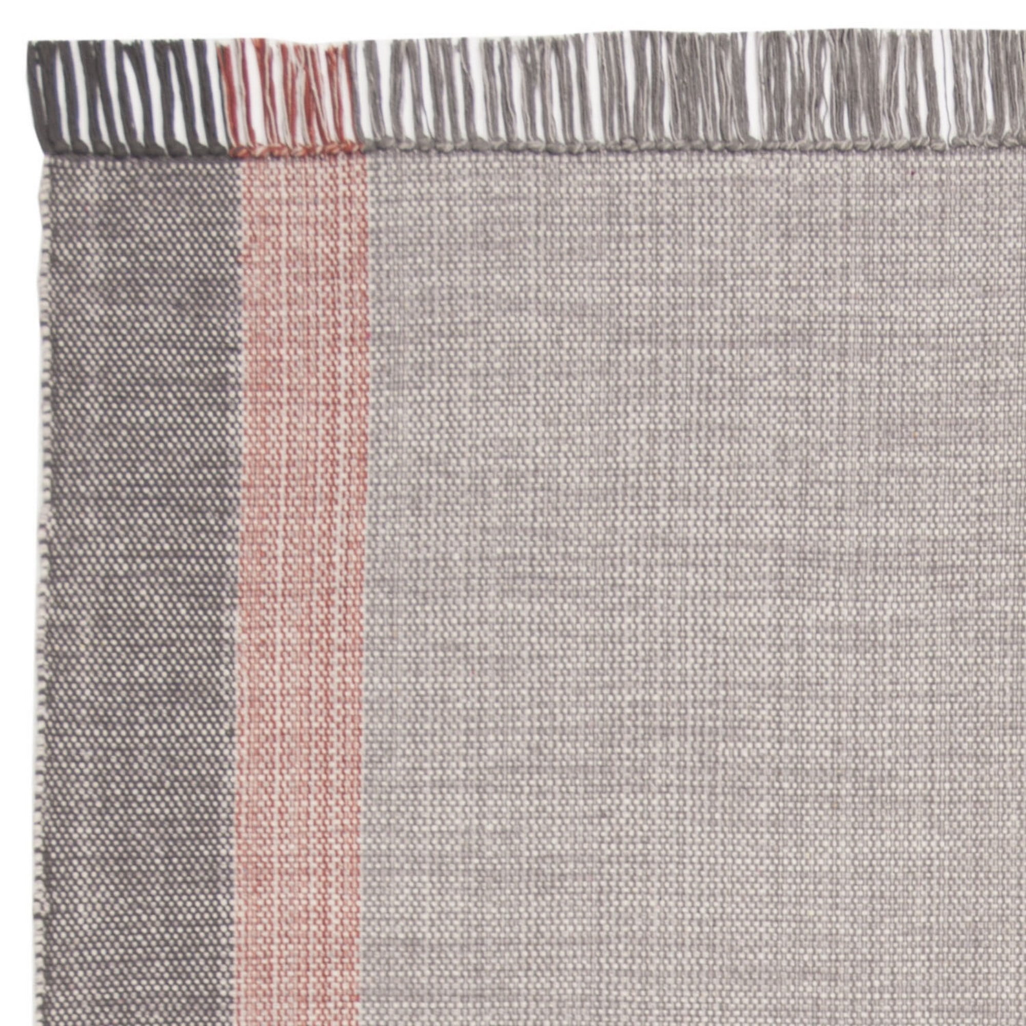 SAFAVIEH Montauk Sharlene Solid Striped Cotton Area Rug, Terracotta/Grey, 3' x 5'
