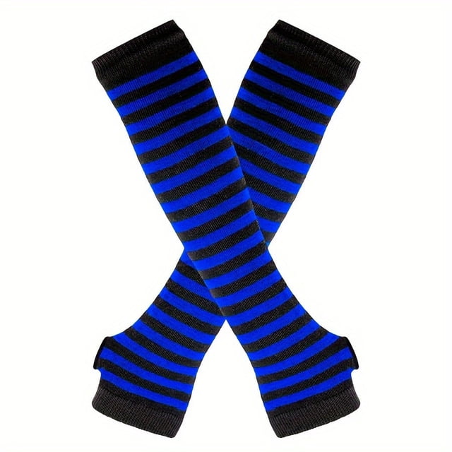 YOPTOP Festive Striped Winter Arm Sleeves - Fire Ninja Style - Women‘s Fashion Accessory - Hand Wash or Dry Clean - Elastic Material - Knit Pattern - Suitable for Outdoor Use - Decorativ