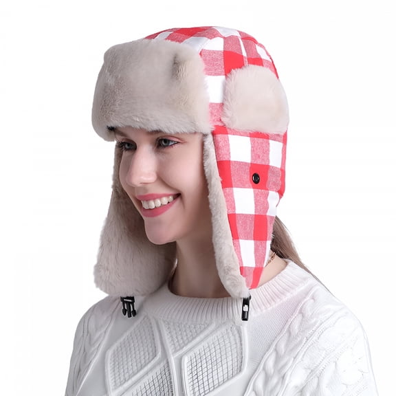 TELOLY Plaid Aviator Trapper Hat Trooper Ear Flaps Ushanka Eskimo Bomber Russian Cold
