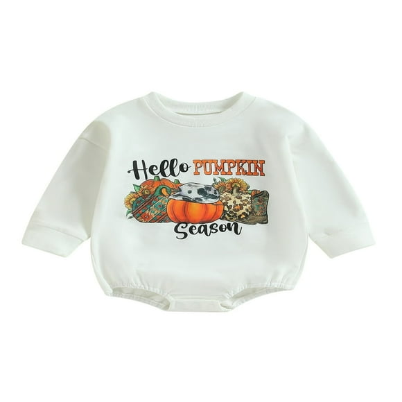 Halloween Bébé Fille Garçon Citrouille Imprimé Sweat-Shirt Romper Manches Longues Vêtements de Combinaison