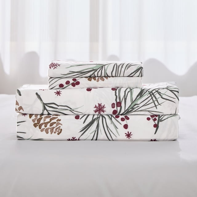 Gogreen 4PC Queen Sheet Set Deep Pocket Fit 16", Breathable Microfiber Soft Queen Sheet Set Warm Sheets, Luxury Hotel Style Home Decor Queen Bed Sheet Set, Gift for Women, Men - Christmas Nuts