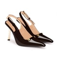 thumbnail image 5 of YOWMNS Women's Closed Toe Slingback High Heel Buckle Strap Pumps Sexy Stiletto Heels Square Toe Patent Leather Dress Shoes (Brown,8.5), 5 of 5