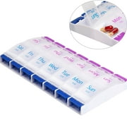 DEDC 14 Slot AM PM 7 Day Pill Box Weekly Morning and Night Pill Boxes Push-Button Pop Open Pill Boxes Medication Case Organizer Dispenser