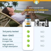 TrueMed Moringa & Turmeric Curcumin Supplement with BioPerine, 1100 mg, 95% Curcuminoids, 120 Vegan Capsules for Daily Wellness, Joint & Digestive Support