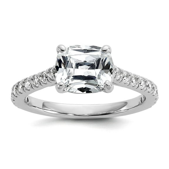 7mm 925 Sterling Silver Rhodium Plated Polished Fancy Cubic Zirconia Ring Size 7 Ring for Women