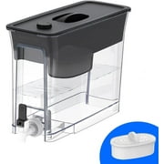 Waterdrop 35-Cup Slim Water Filter Dispenser, Large Capacity, 200-Gallon Long-Life, Faster Filtration, Reduces Chlorine, PFOA/PFOS and More, BPA Free, Black (with 1 Filter)