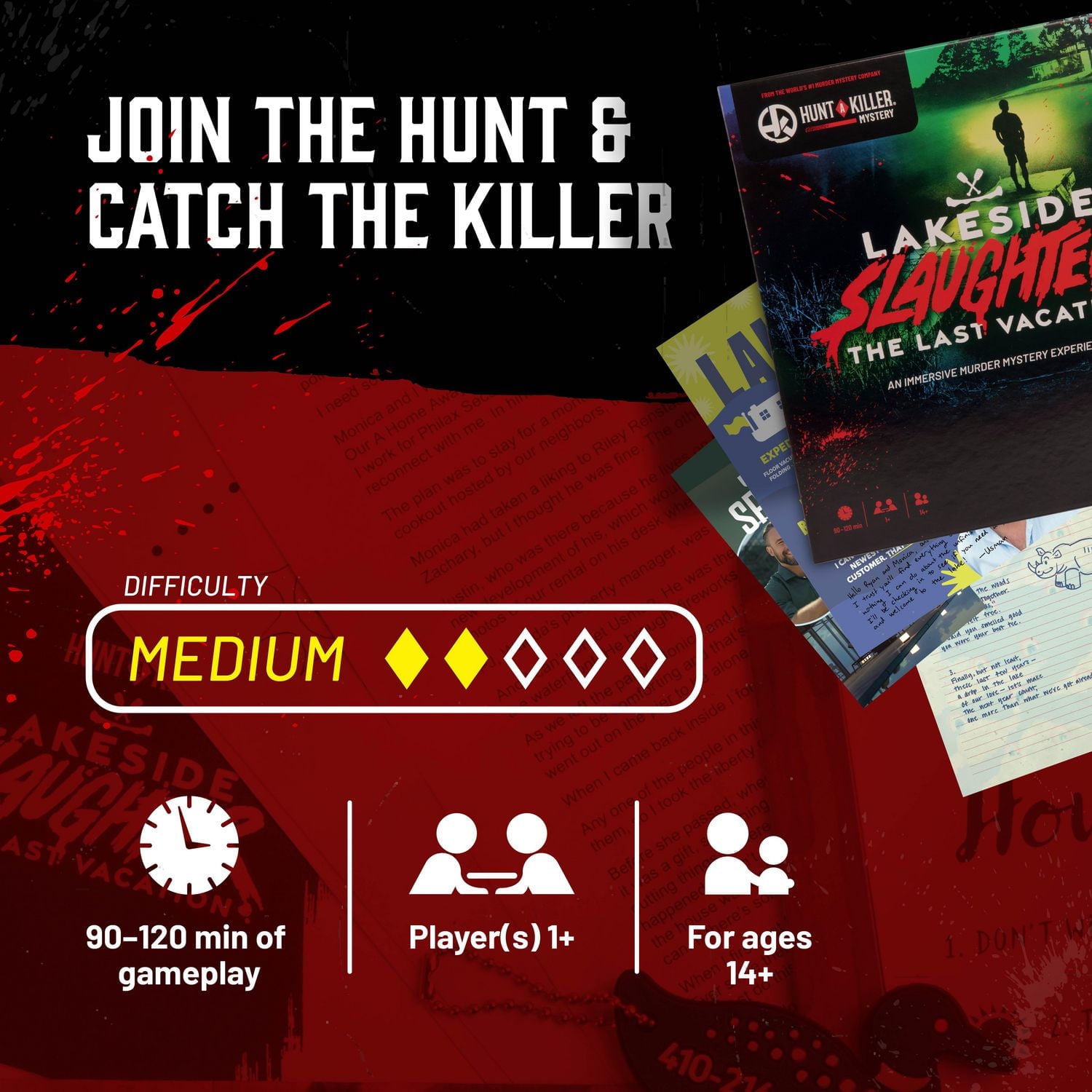 Hunt A Killer : Lakeside Slaughter, jeu de mystère de meurtre interactif, conçu pour les 14 ans et plus Jeu de mystère de meurtre