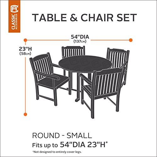 Classic Accessories Belltown Round Patio Table And Chair Set Cover Small Grey Com Classic Accessories Belltown Round, Small Round Patio Table And Chairs Cover