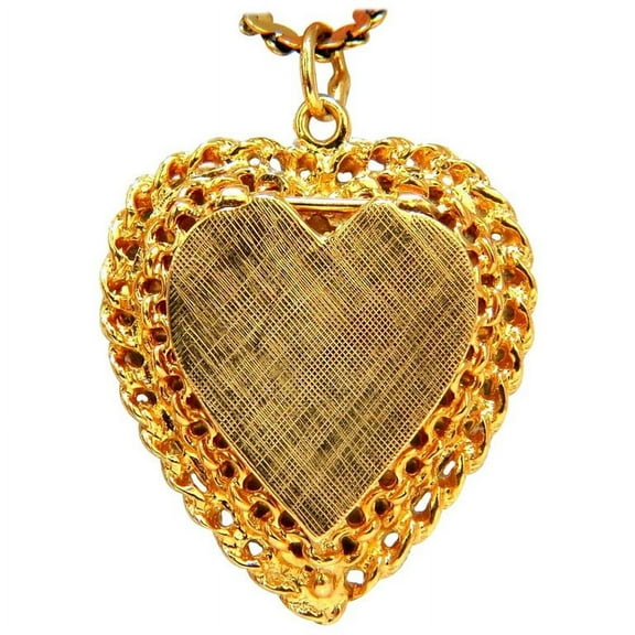 14kt yellow gold locket heart pendant & chain necklace