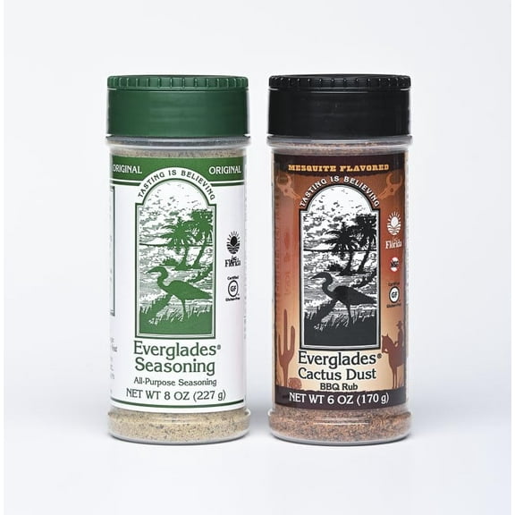 Everglades Made in USA, Bold Southern & Smoky Mesquite, Bottles, Seasoning & BBQ Rub, 8 oz & 6 oz (Pack of 2)