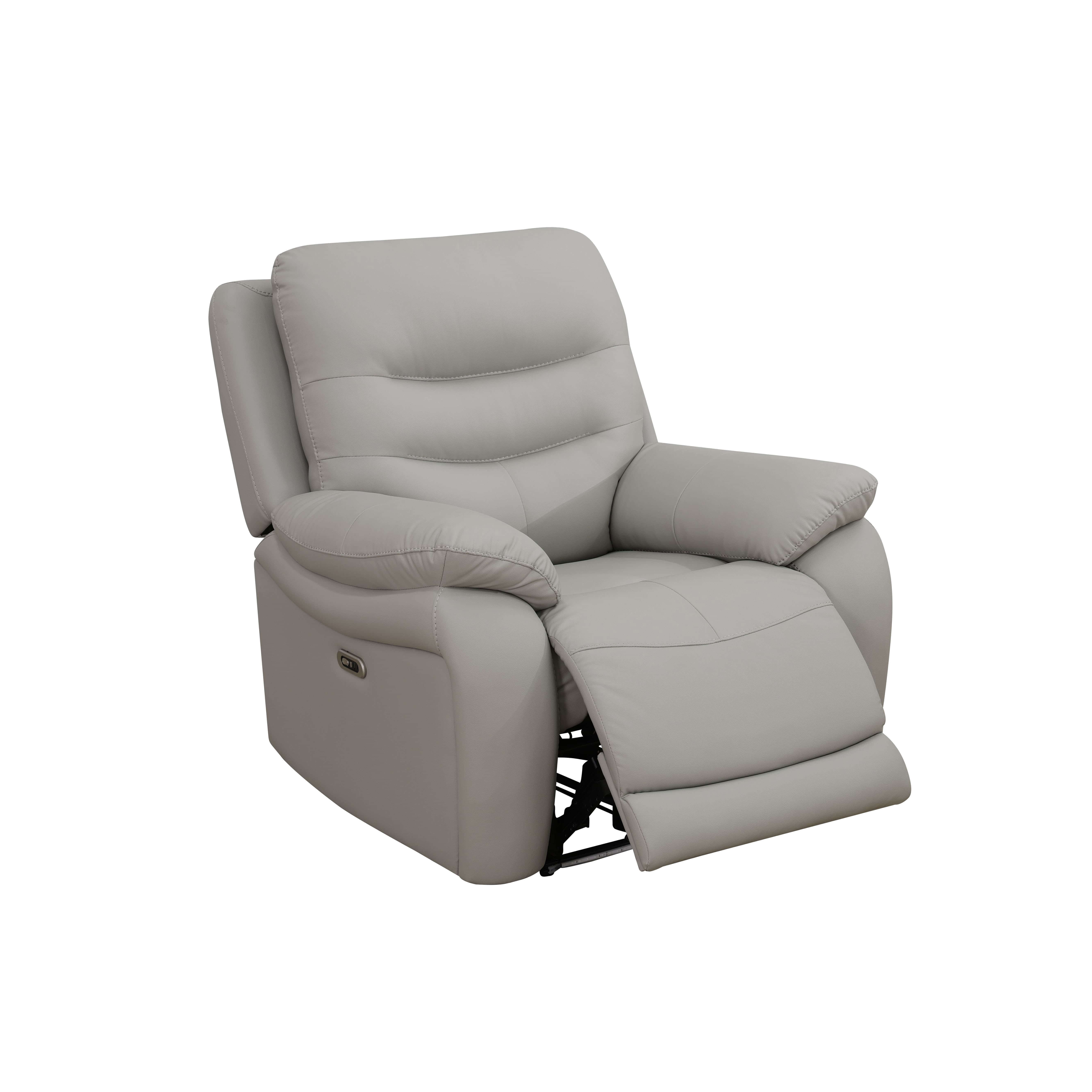 MAYEERTY Power Recliner Chair, Electric Breathable Leather Reclining Chair with USB Charging, Adjustable Backrest for Living Room, Light Grey
