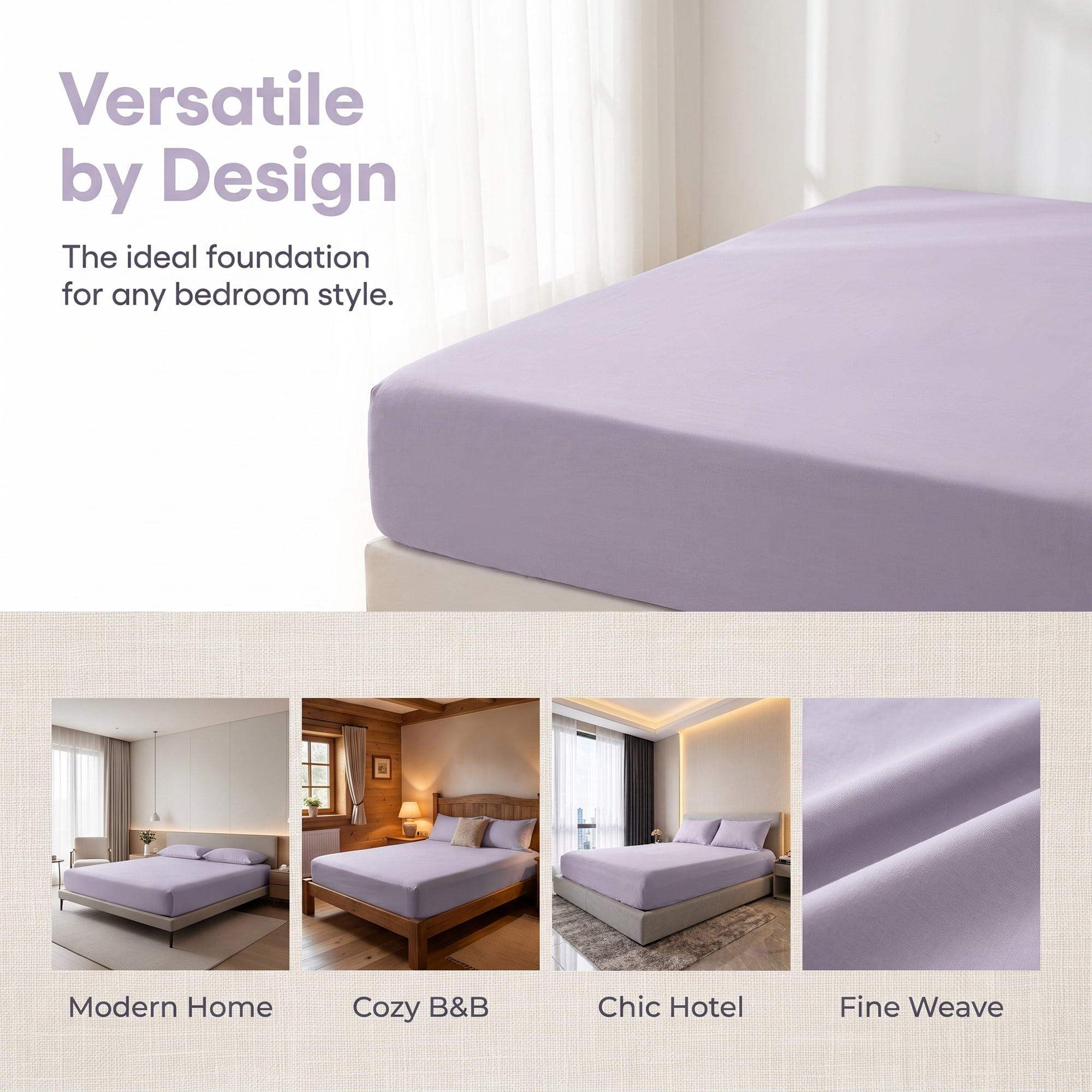 Unique Bargains Fitted Cotton Bed Sheets Breathable for All Seasons 59.8"x79.9" Purple