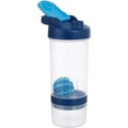 thumbnail image 3 of Basics Protein Shaker Bottle with Mixer Ball, Dishwasher Safe, 20 oz, Gray, 2-Pack : Health & Household, 3 of 10