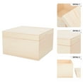 thumbnail image 3 of Simple Wooden Gift Box Wood Wedding Present Storage Container with Lid, 3 of 8