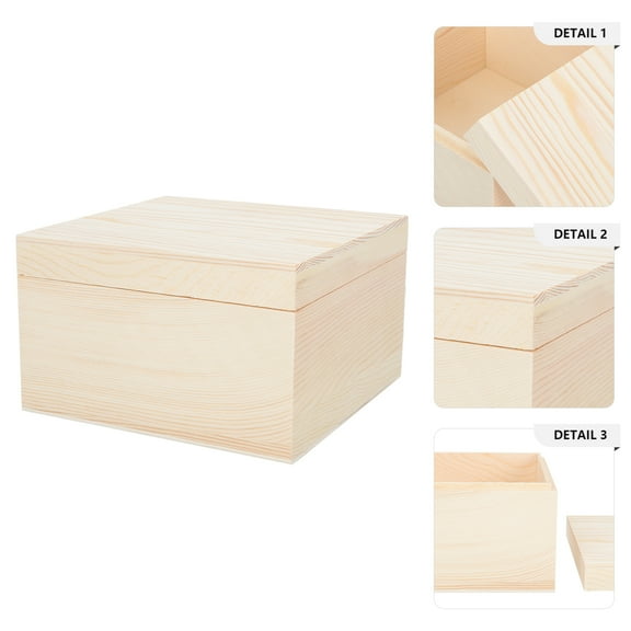 Sparsain Simple Wooden Gift Box Wooden Wedding Favor Storage Container with Lid