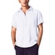 thumbnail image 1 of Camisas De Franela Para Hombre Camisa holgada de talla grande informal sólida de lino y algodón para hombre, camisa de manga corta con cuello vuelto para hombre (White, M), 1 of 7